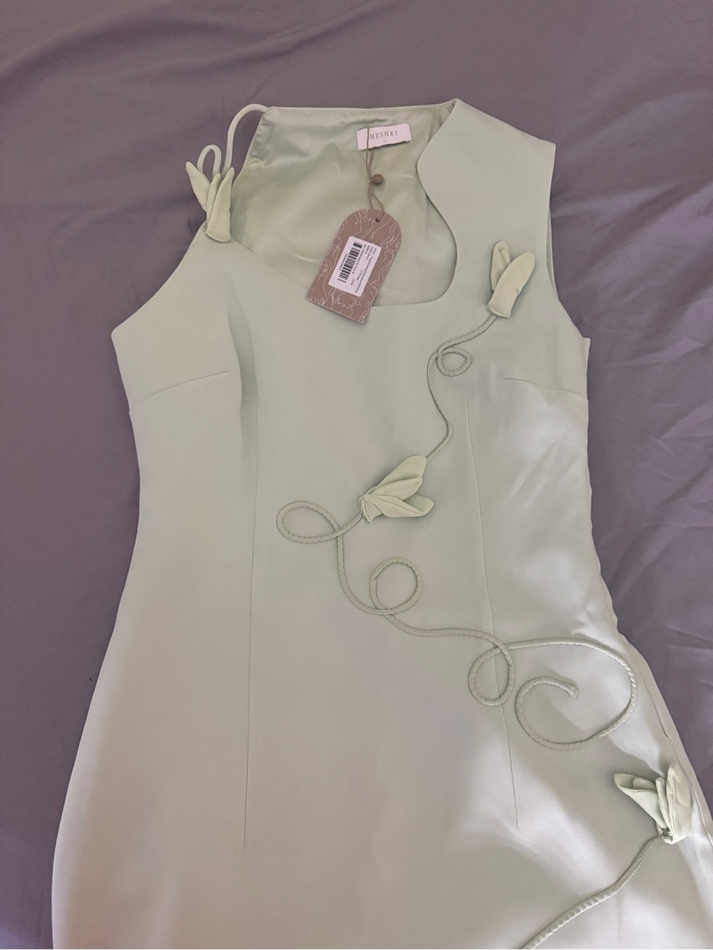 Meshki Sage Green Sculpted Floral Midi Dress - Picture 6 of 6